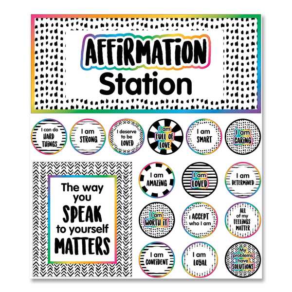 Carson Dellosa Motivational Bulletin Board Sets, Affirmation Station, Multicolor, 13.8 x 16, 32 Pieces 110569